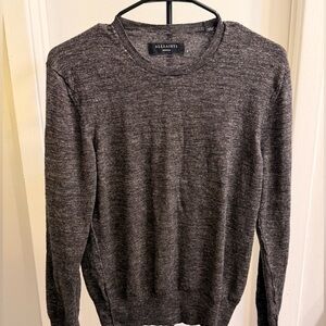 All Saints Men's Dark Gray Crewneck Sweater